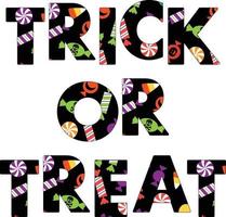 trick or treat Halloween candy typography vector graphic