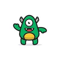 cartoon cute green monster vector