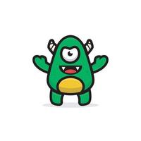 cartoon cute green monster vector