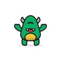 cartoon cute green monster vector