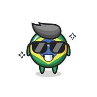 Cartoon mascot of brazil flag badge with cool gesture vector