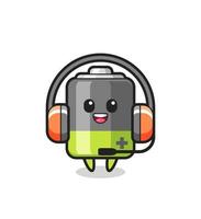 mascota de dibujos animados de la batería como servicio al cliente vector