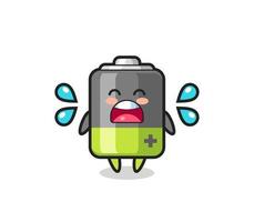 battery cartoon illustration with crying gesture vector