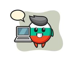 Mascot Illustration of bulgaria flag badge with a laptop vector