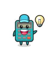 calculator character cartoon getting the idea vector