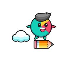 chart mascot illustration riding on a giant pencil vector