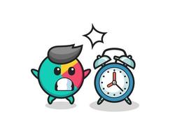 Cartoon Illustration of chart is surprised with a giant alarm clock vector