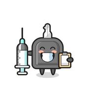 Mascot Illustration of car key as a doctor vector