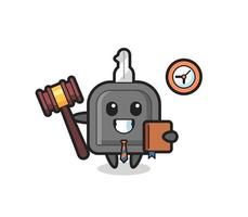 Mascot cartoon of car key as a judge vector