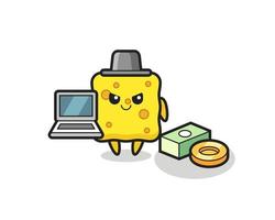 Mascot Illustration of sponge as a hacker vector