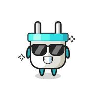 Cartoon mascot of electric plug with cool gesture vector