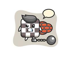 Character mascot of chess board as a prisoner vector