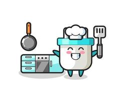 ilustración de personaje de enchufe eléctrico mientras un chef está cocinando vector