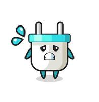 electric plug mascot character with afraid gesture vector