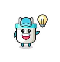 electric plug character cartoon getting the idea vector