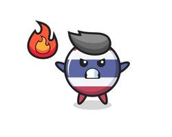 thailand flag badge character cartoon with angry gesture vector