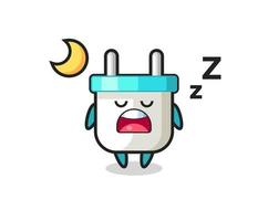 electric plug character illustration sleeping at night vector