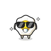 Cartoon mascot of fried egg with cool gesture vector