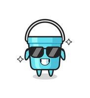 Cartoon mascot of plastic bucket with cool gesture vector