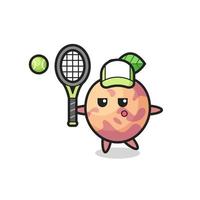 Cartoon character of pluot fruit as a tennis player vector