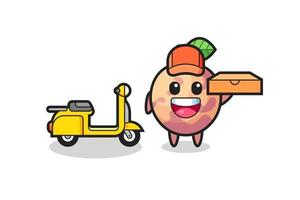 ilustración de personaje de fruta pluot como repartidor de pizzas vector