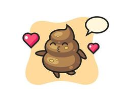 poop character cartoon with kissing gesture vector