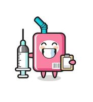 Mascot Illustration of milk box as a doctor vector