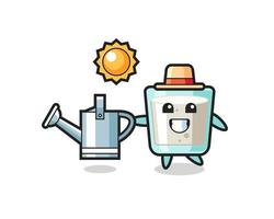 Cartoon character of milk holding watering can vector