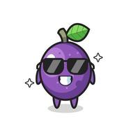 Cartoon mascot of passion fruit with cool gesture vector