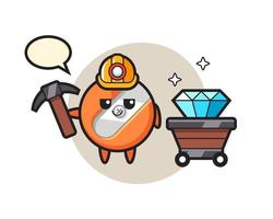 Character Illustration of pencil sharpener as a miner vector