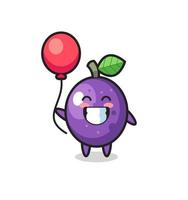 passion fruit mascot illustration is playing balloon vector