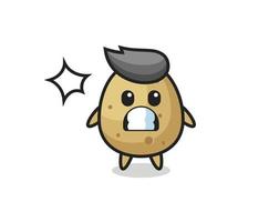 potato character cartoon with shocked gesture vector