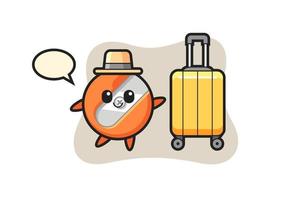 pencil sharpener cartoon illustration with luggage on vacation vector