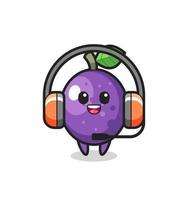Cartoon mascot of passion fruit as a customer service vector