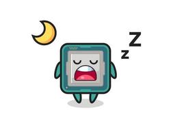 processor character illustration sleeping at night vector