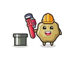 Character Illustration of loose stools as a plumber vector