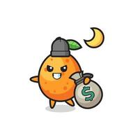 Illustration of kumquat cartoon is stolen the money vector