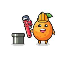 Character Illustration of kumquat as a plumber vector