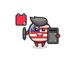 Illustration of malaysia flag badge mascot as a graphic designer vector