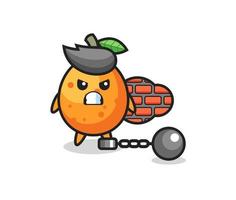 mascota de personaje de kumquat como prisionero vector