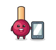 matches illustration cartoon holding a smartphone vector