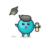 Illustration of exercise ball cartoon throwing the hat at graduation vector