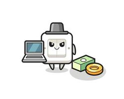 Mascot Illustration of light switch as a hacker vector