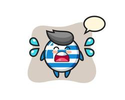 greece flag badge cartoon illustration with crying gesture vector