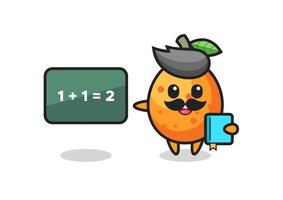 Illustration of kumquat character as a teacher vector