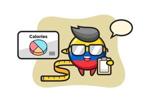 Ilustración de la mascota de la insignia de la bandera de Colombia como dietista vector