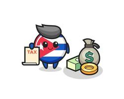 Character cartoon of cuba flag badge as a accountant vector