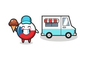 Mascot cartoon of czech flag badge with ice cream truck vector