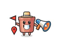 Character cartoon of flowerpot as a tour guide vector