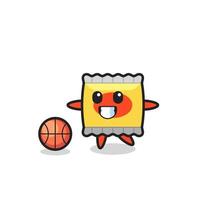 Illustration of snack cartoon is playing basketball vector
